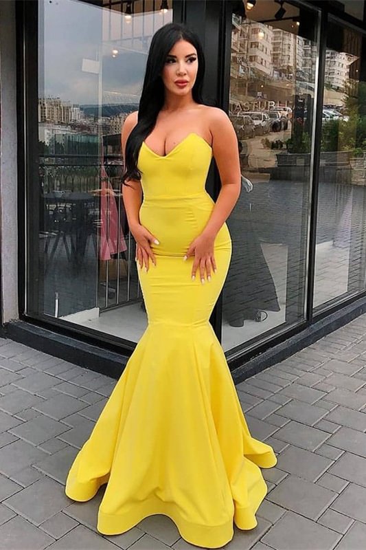 Luluslly Yellow Sweetheart Mermaid Prom Dress Long On Sale