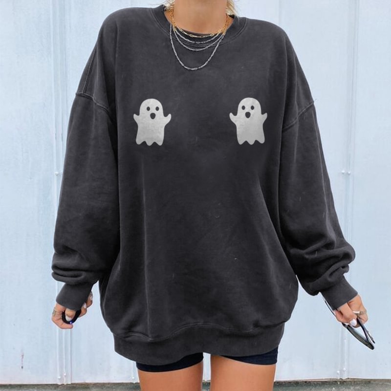 Minnieskull Fun Ghost Round Neck Sweatshirt - Minnieskull
