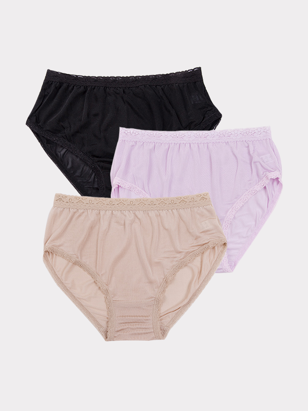 Lacey Trim Comfortable Silk Panties 3-Pack