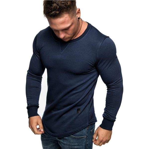 MenS Solid Color Round Neck Long Sleeve T-Shirt / [viawink] /