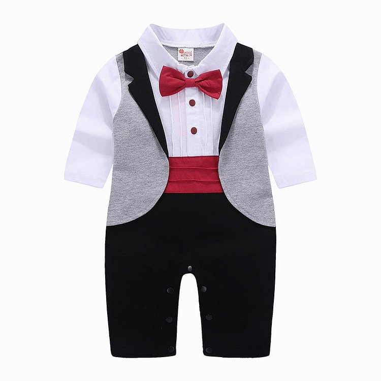 Mayoulove Baby Boy Crawl Suit Spring Gentleman Sets 2 Pcs-Mayoulove