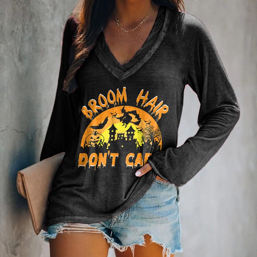 Broom Hair Don't Care Printed Women's T-shirt