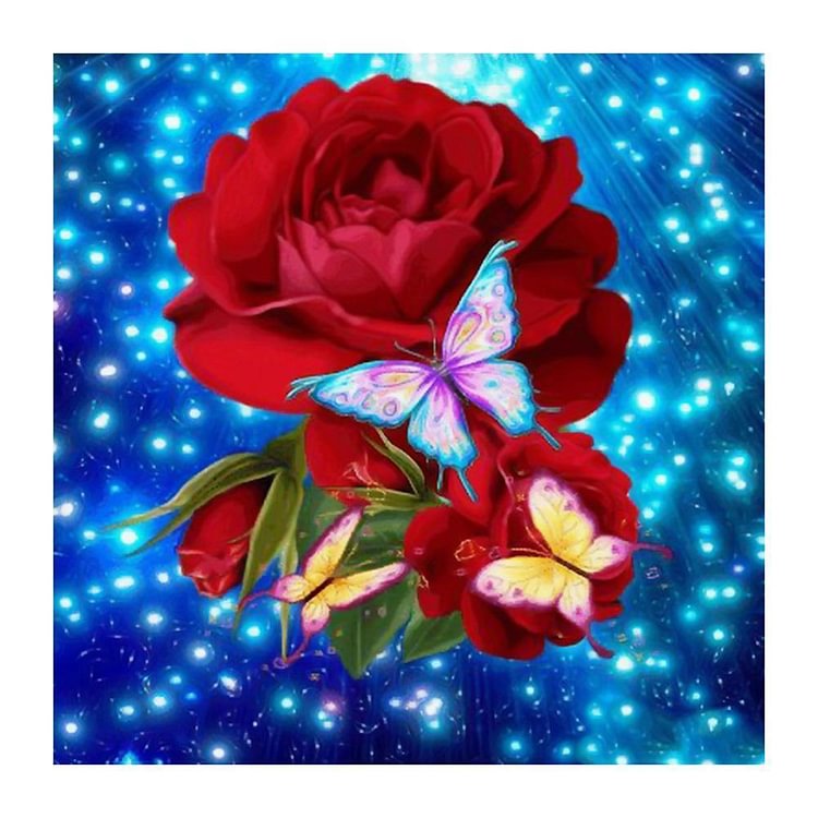 5D bricolage pleine foret diamant peinture rouge Rose Cross Stitch mosaïque (30x30cm)