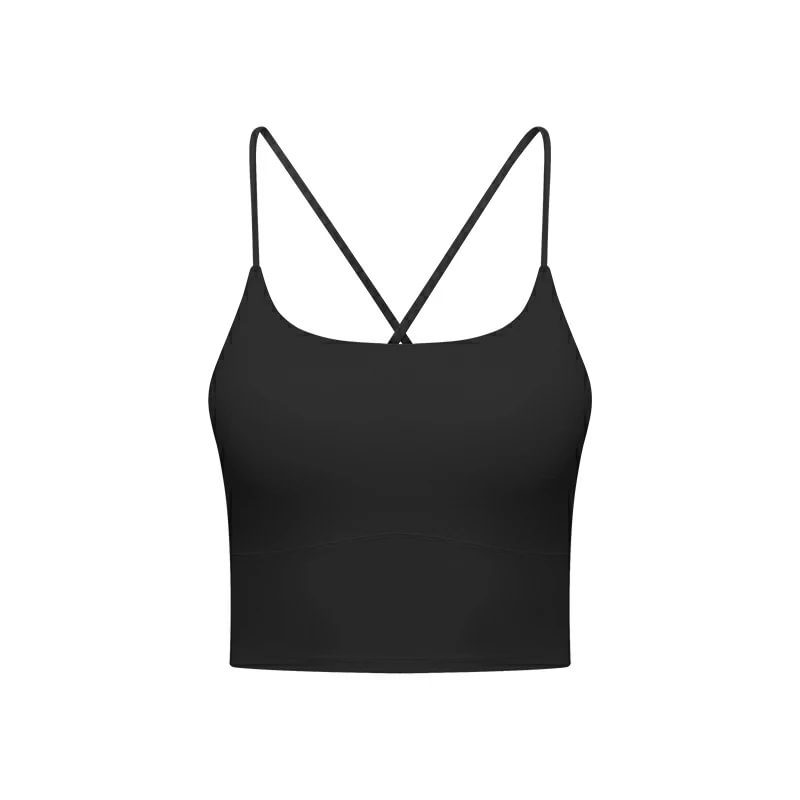 Hergymclothing spaghetti strap tank top with built in bra online shopping