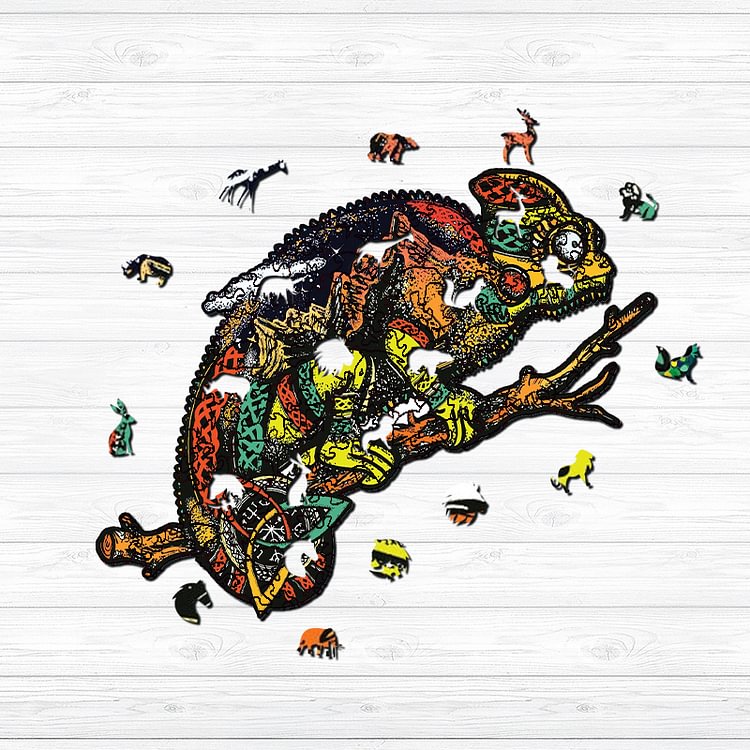 Colorful lizards Wooden Jigsaw Puzzle