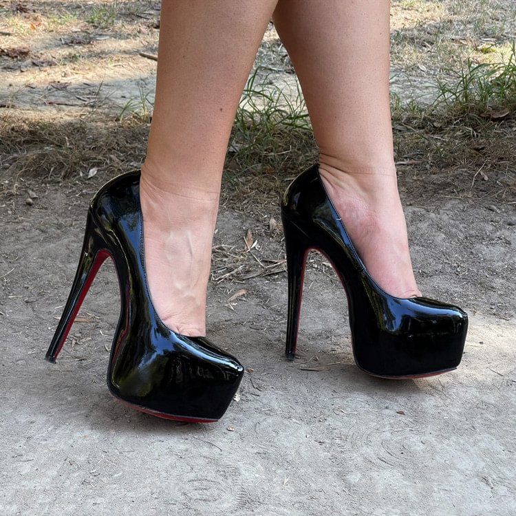 160mm Women's Platform Stiletto High Heel Red Soles Pumps Shoes Patent-vocosishoes