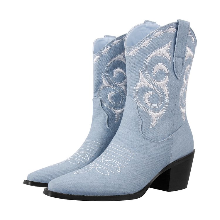 Street Fashion Tattoo Style Embroidered Western Boots