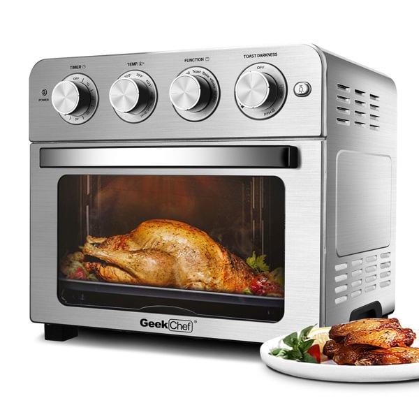Geek Chef Air Fryer Toaster Oven, 6 Slice 24QT Convection Air Fryer Countertop Oven, Roas, Broil, Reheat, Stainless Steel, Silver, 1700W、、sdecorshop
