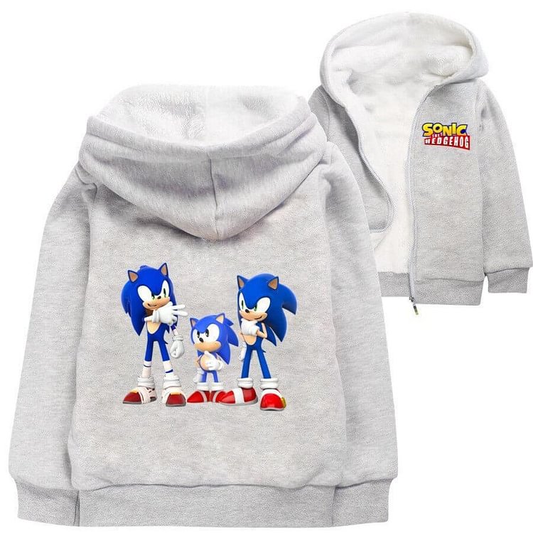 Mayoulove Sonic The Hedgehog Print Girls Boys Fleece Lined Zip Up Cotton Hoodie-Mayoulove