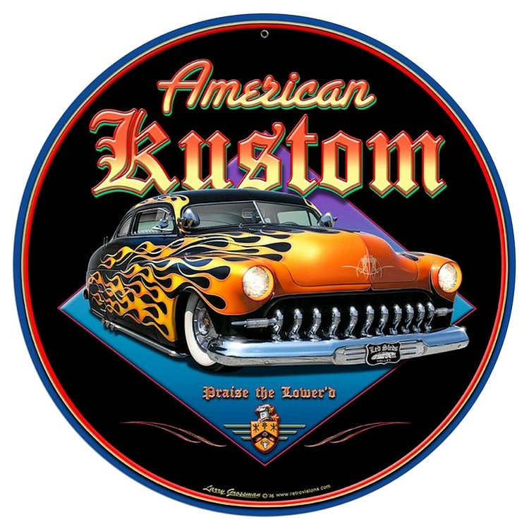 American Kustom - Round Tin Sign - 30*30CM