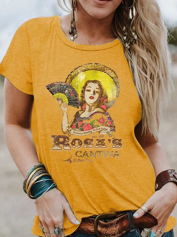 Women'S Western Style Printed T-Shirt