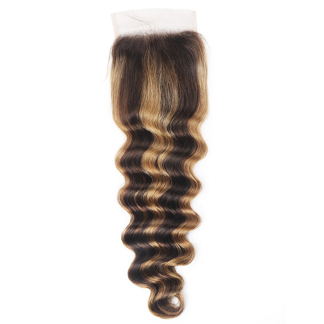 1 PC Golden Brown Loose Deep 4x4 Lace  Closure丨Malaysian Virgin Hair