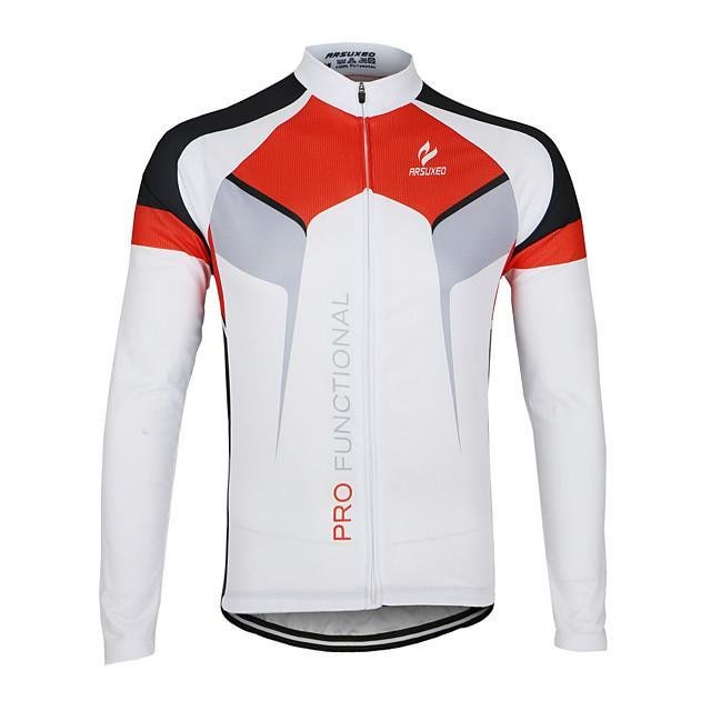 Men's Long Sleeve Cycling Jersey Winter Polyester White Black Purple Patchwork Bike Jacket Jersey Top Mountain Bike MTB Road Bike Cycling Breathable Quick Dry Anatomic Design Sports Clothing-Corachic