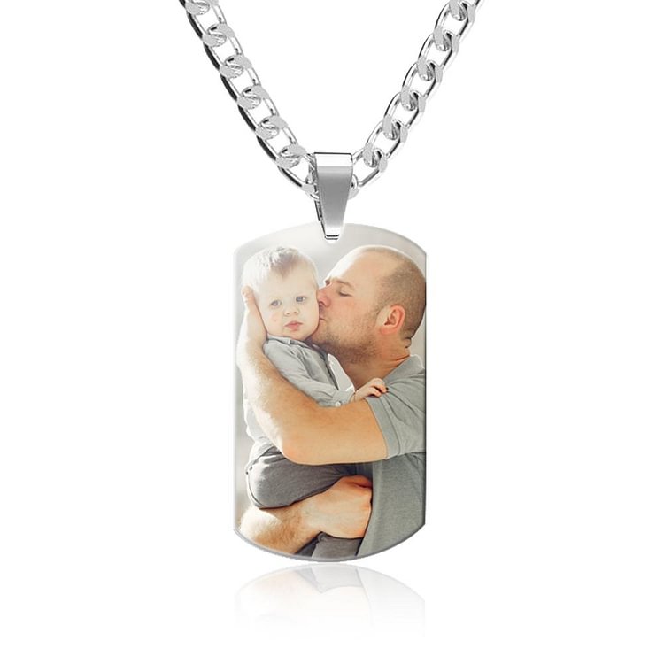 Custom Picture Dog Tag Necklace Pendant, Personalized Necklace with Engraving and Picture