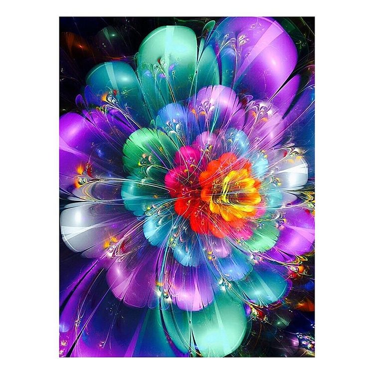 Fluorescent Flower Round Full Drill Diamond Painting 30X40CM(Canvas)-gbfke