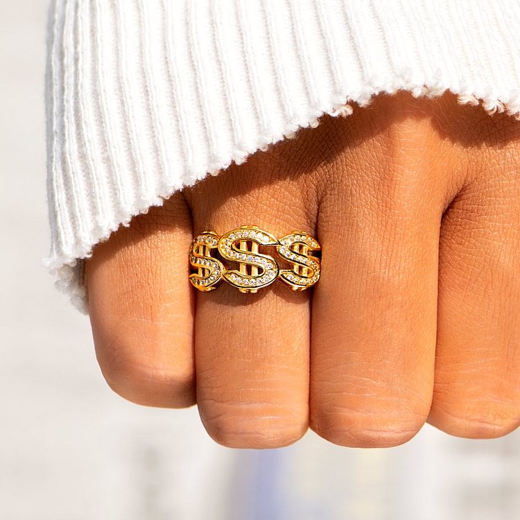 Secure The Bag Triple Dollar Sign Ring