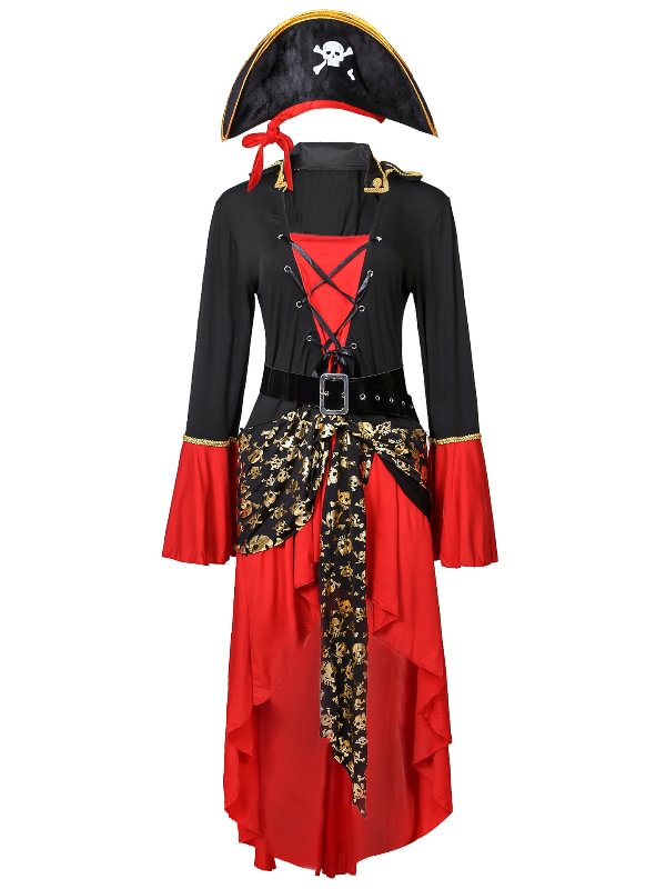 Pirate Costumes Halloween Women Girls Red Dress Carnival Costume