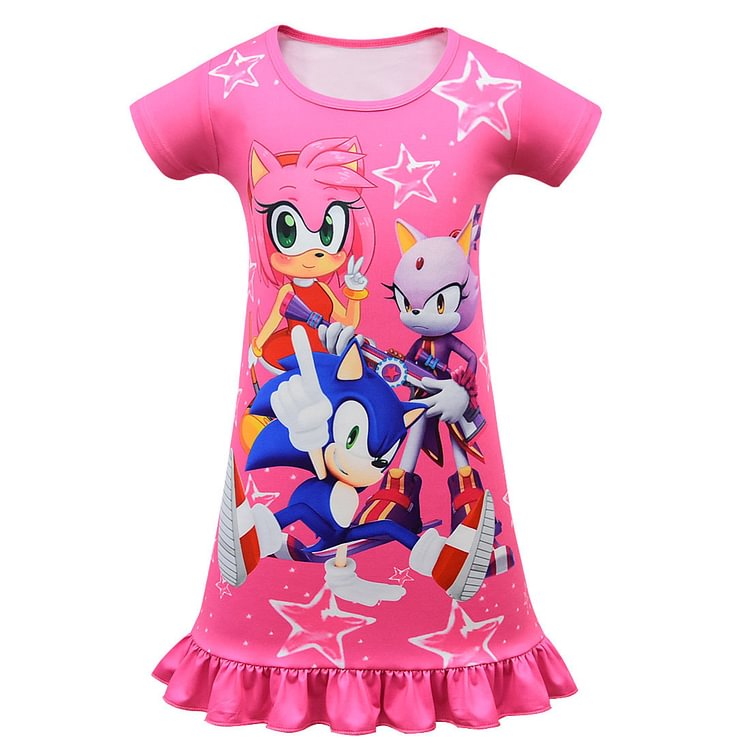 Sonic the Hedgehog Sonic the Hedgehog girls' long sleeping dress children's short sleeve skirt 80255-Mayoulove
