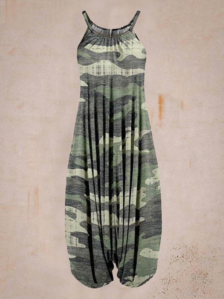 Women'S Camouflage Print Sleeveless Harem Jumpsuit