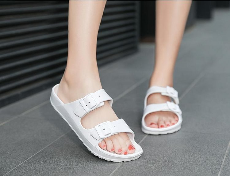 Women's Comfort Slides Double Buckle Adjustable Eva Flat Sandals