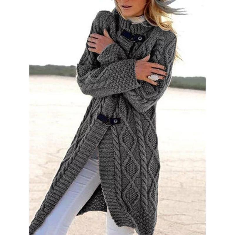 Women Long Sleeves Solid Sweater Outerwear-Corachic