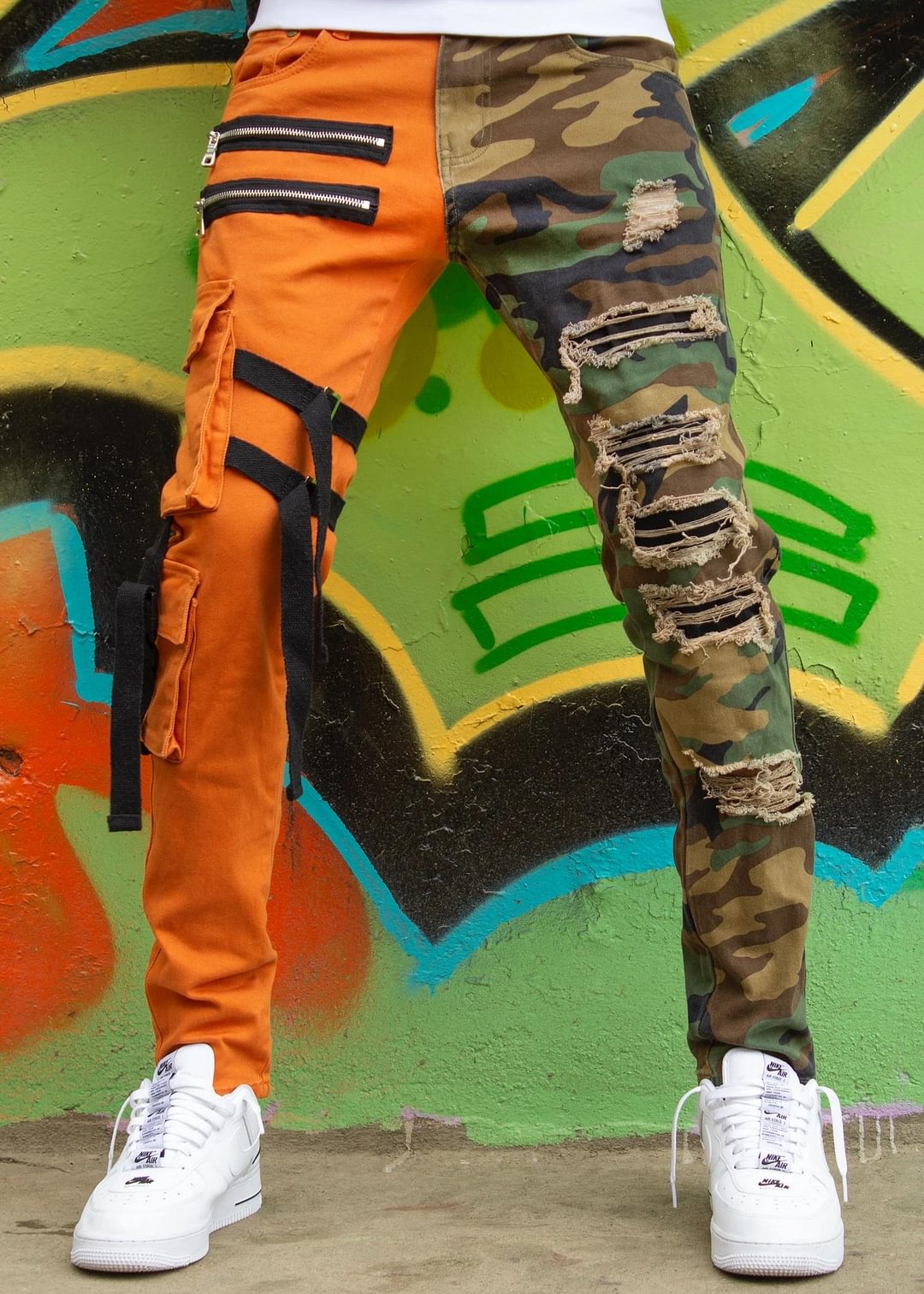 Locked and loaded jeans strap and stone camouflage and orange