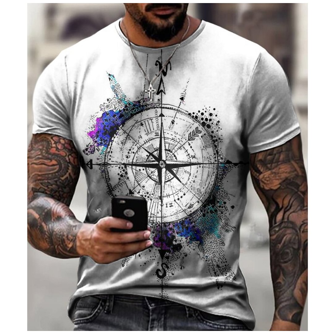 Vintage compass print T-shirt / [viawink] /