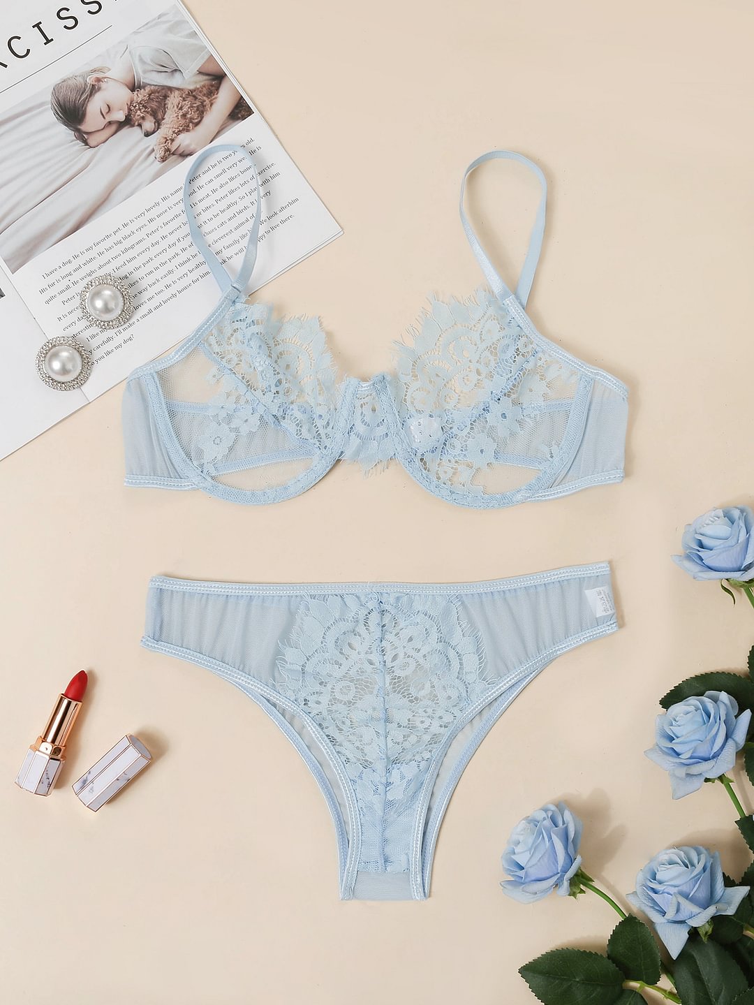 Lace Perspective Underwear Suit-Icossi