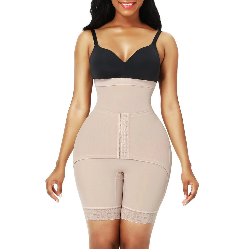 Skin Color High Waist 3 Rows Hooks Butt Lifter Curve Smoothing