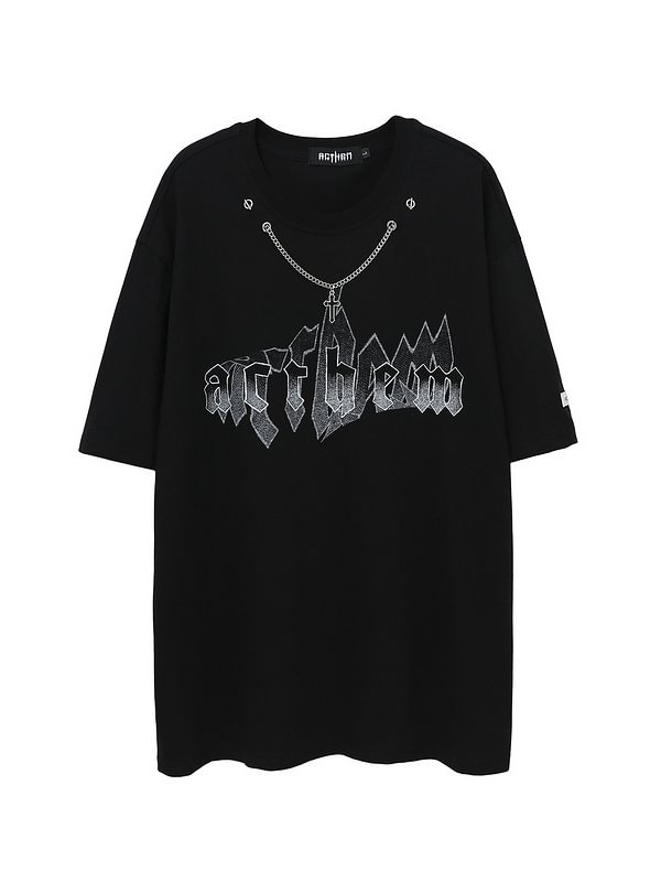 Dark Goth Punk Fashion Graphic Printed Oversize T-shirt