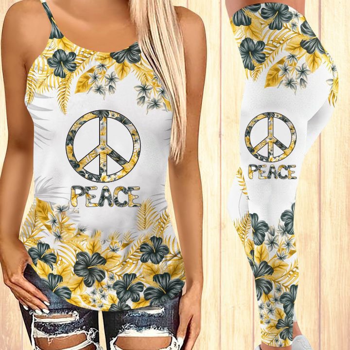 Plant and flower anti-war printing comfortable sweat-absorbent yoga suit