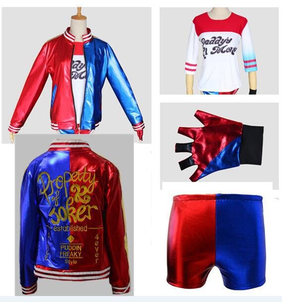 Mayoulove Suicide Squad Harley Quinn Cosplay Costume Lady Girls Halloween Fancy Uniform-Mayoulove
