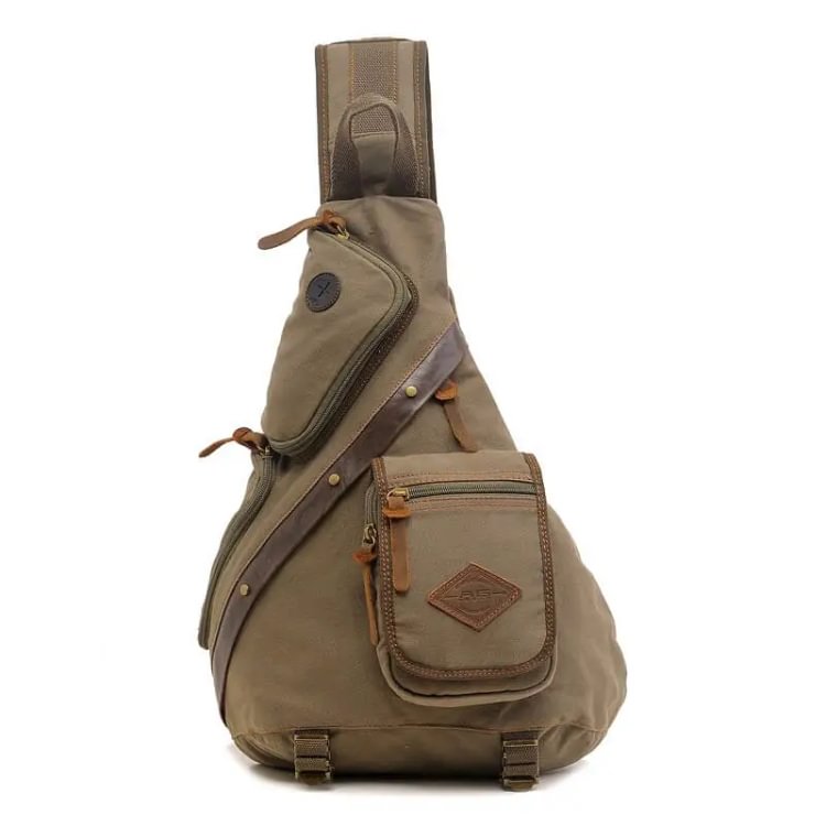 VRIGOO Canvas Crossbody Sling Bag for Travel Trip Hiking