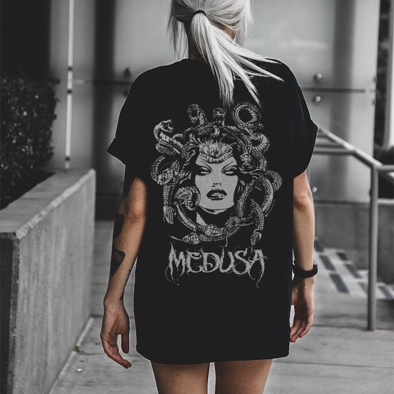 Minnieskull Medusa print ladies loose T-shirt - Minnieskull
