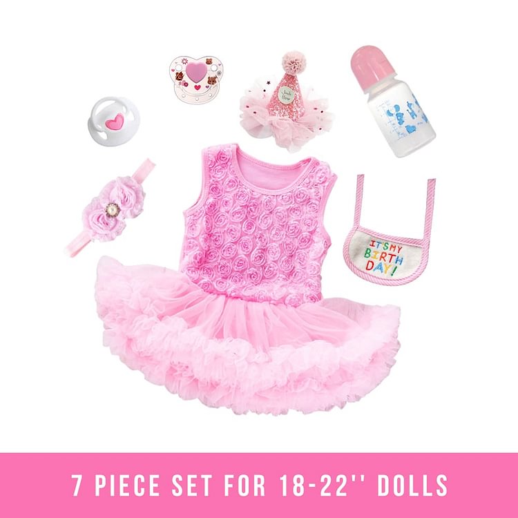  Reborns Birthday Clothes Bottle Pacifier Suit Accessories for 18-22 Inches Dolls 7 Piece Set - Reborndollsshop.com-Reborndollsshop®