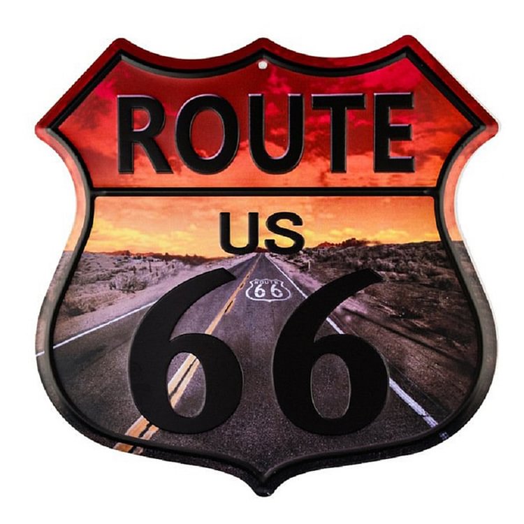 US Route 66 - Shield Shape Tin Sign - 30*30CM