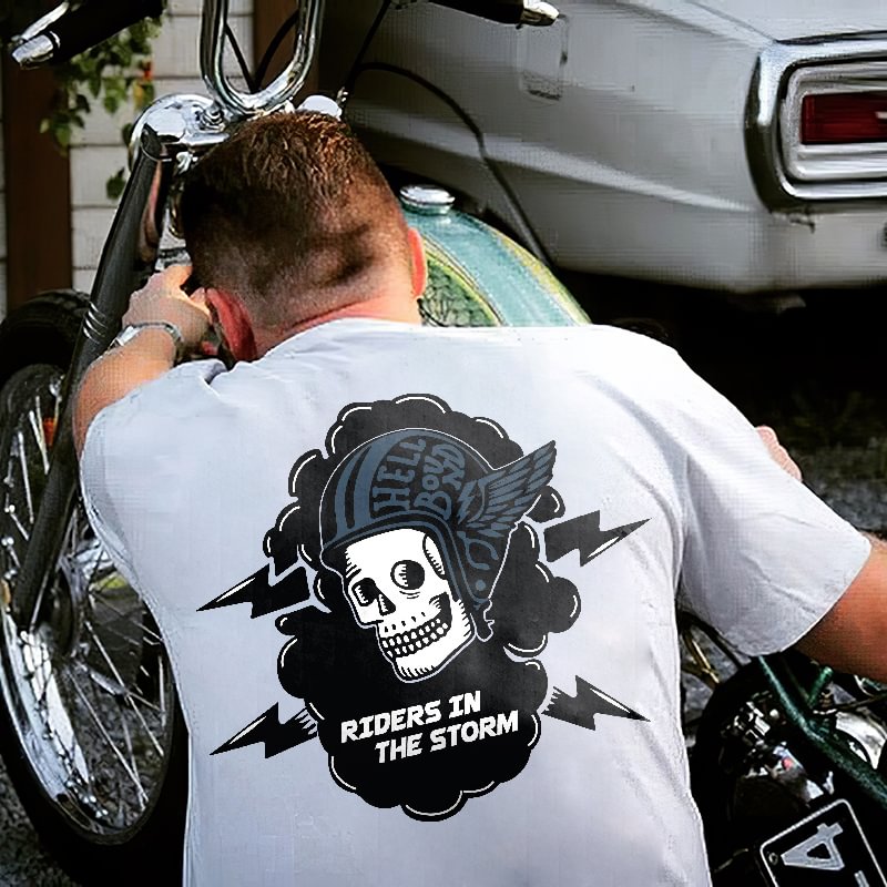 UPRANDY Riders In The Storm Skull Printed Men's T-shirt -  UPRANDY