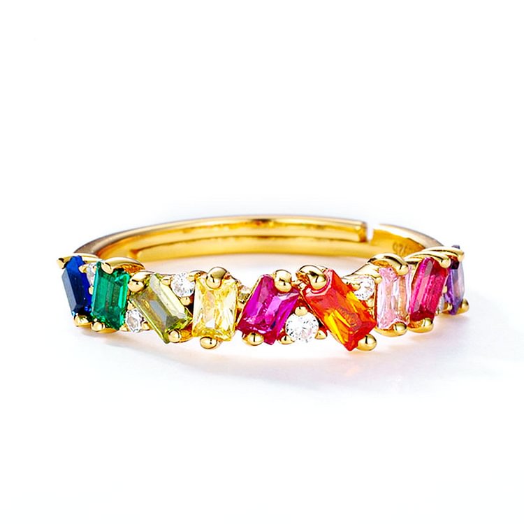 S925 Beautifully Broken Colorful Crystal Ring