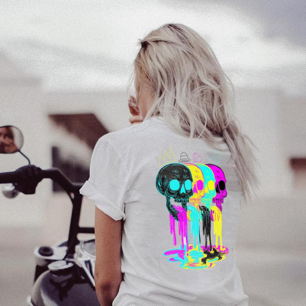 Minnieskull Creative colorful skull print t-shirt - Minnieskull