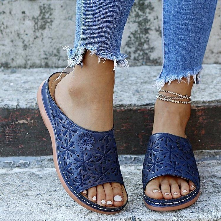 Leather Embroidery Women Sandals