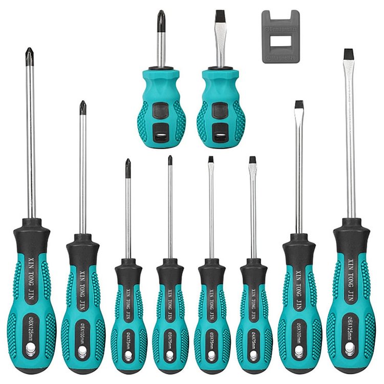 10x Screwdriver Set Phillips Slotted PP Handle Screw Driver for Electrician