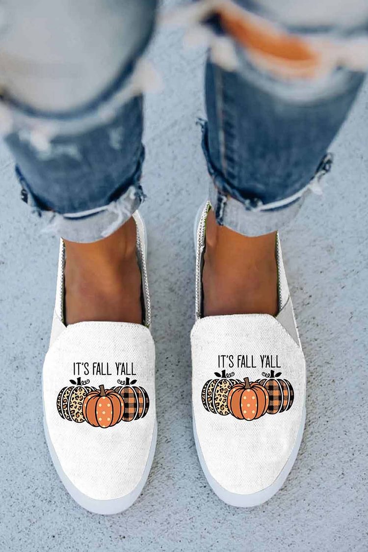 Women's Sneakers Pumpkin Print Slip On Canvas Sneakers-Mayoulove