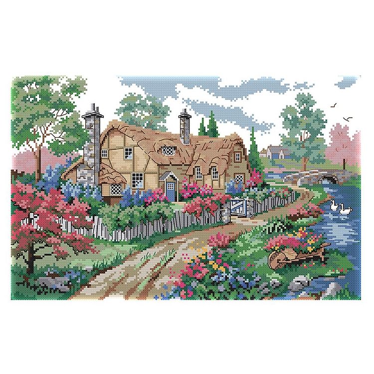 Country House - 14CT Stamped Cross Stitch - 44*30cm