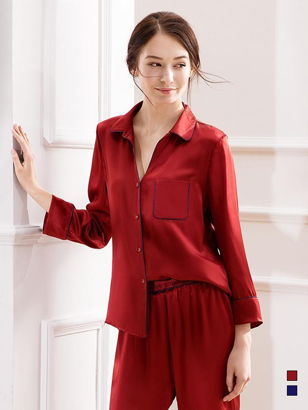 30 MOMME Pyjama en soie haut de gamme stylé Rouge