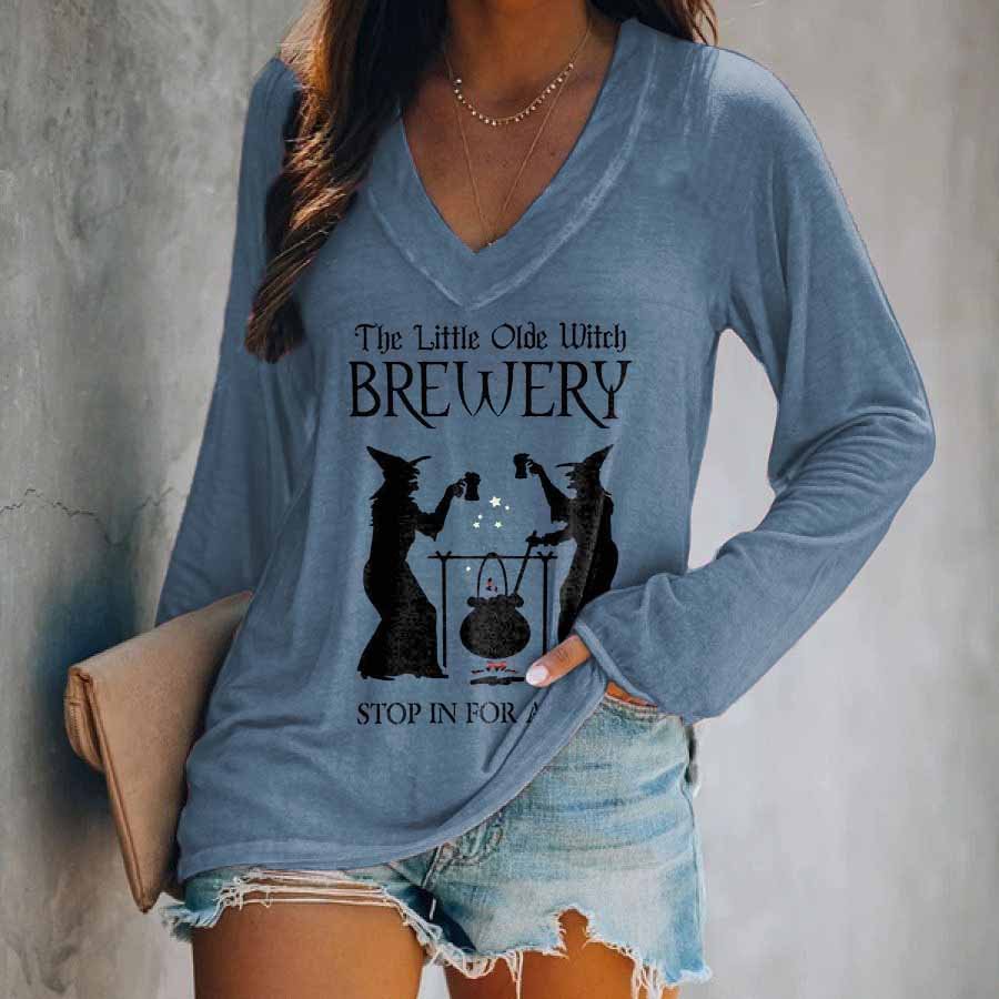 The Little Olde Witch Brewery Stop In For A Spell Printed T-shirt