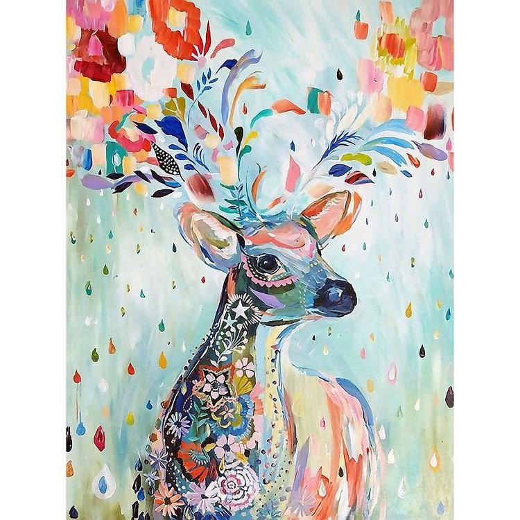 Colorful Deer - Full Round Drill Diamond Painting - 40x30cm(Canvas)