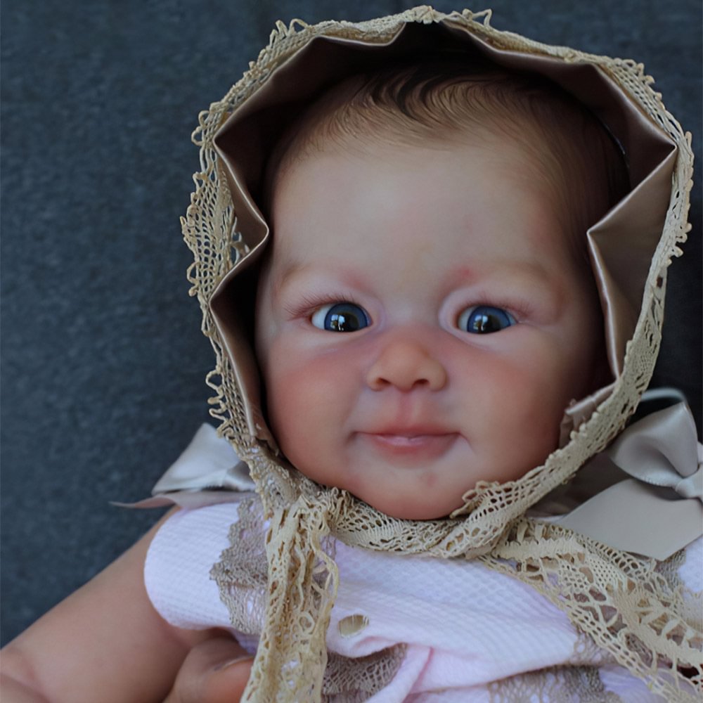 [New Baby Doll Kerr] 20'' Eyes Opened Lifelike Handmade Reborn Infant Baby Boy Doll With Brown Hair Unique Rebirth Doll