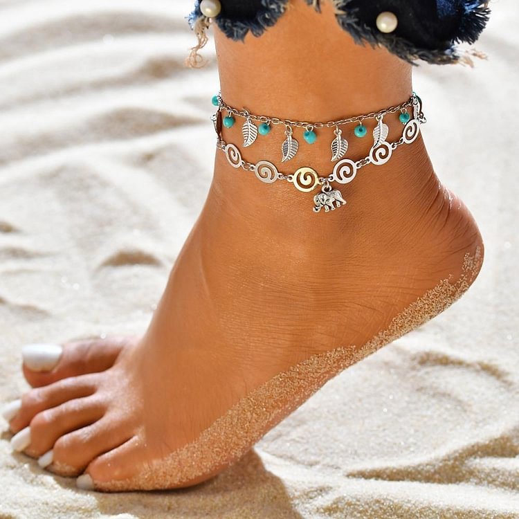Bohemian Double Beach Anklet-Mayoulove