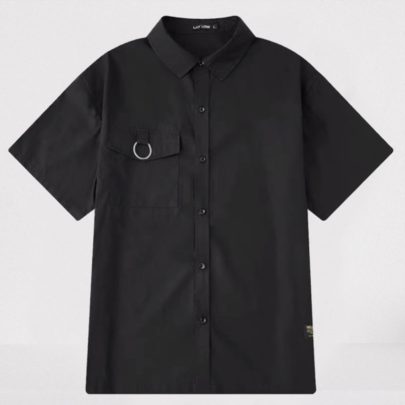 Casual Dark Short Sleeve Shirt Stand Collar(2.0) / Techwear Club / Techwear