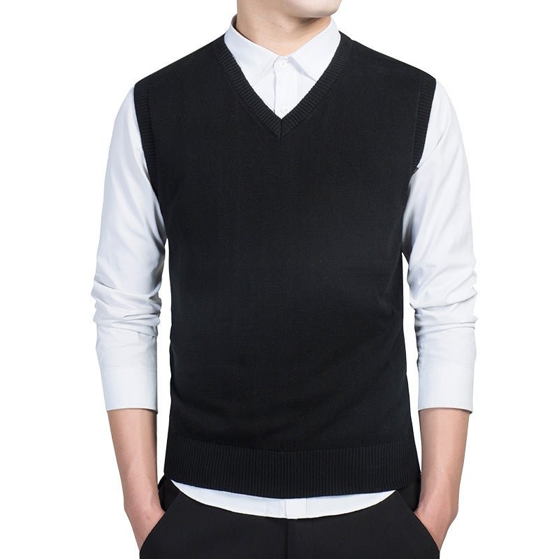 Men's Vest V-neck Solid Color Sweater-Corachic